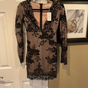 Sequined black party dress size6